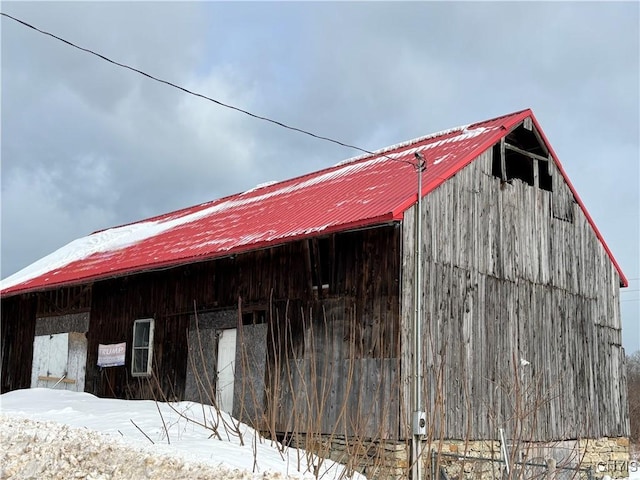 view of snow covered structure