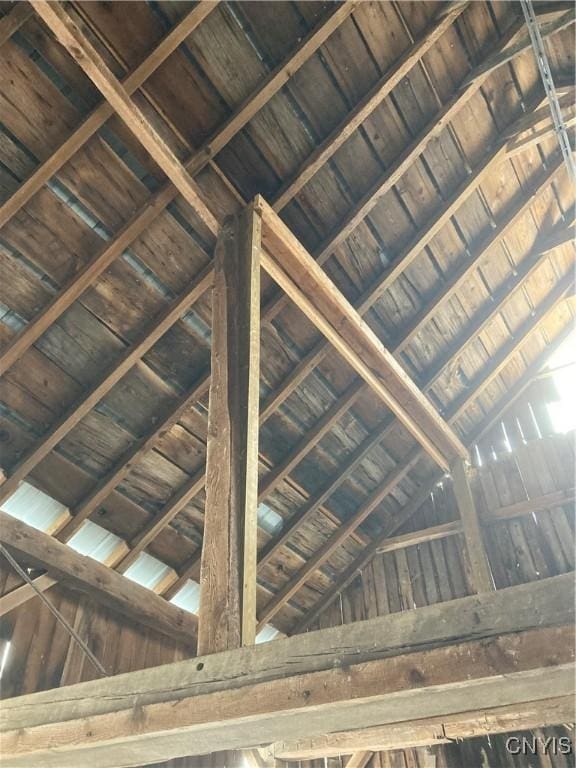 view of unfinished attic