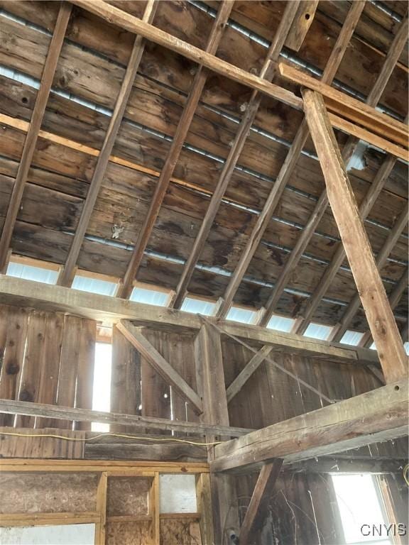 view of unfinished attic