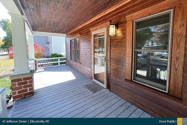 wooden deck with covered porch