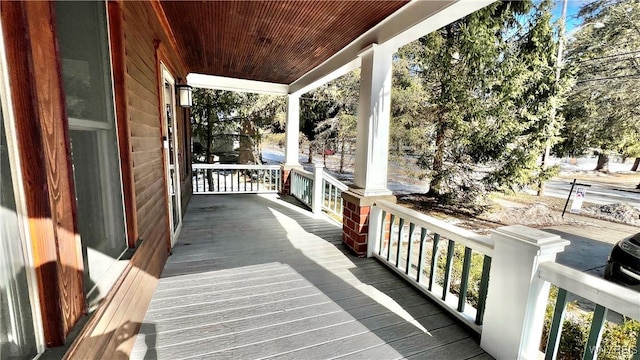 wooden deck with covered porch