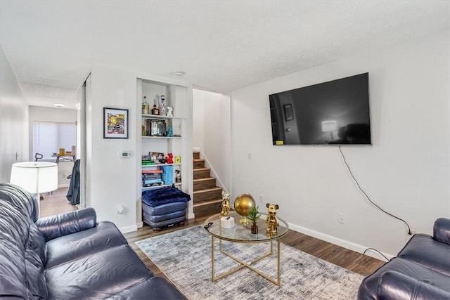 living room with hardwood / wood-style flooring