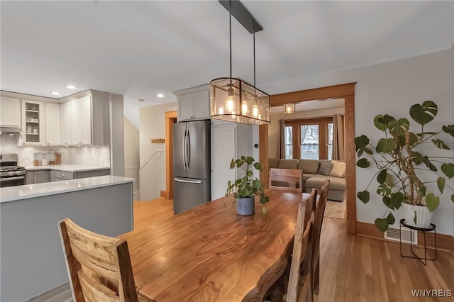 dining area featuring light hardwood / wood-style floors