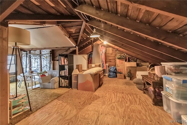 view of unfinished attic