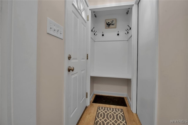 mudroom featuring light hardwood / wood-style flooring