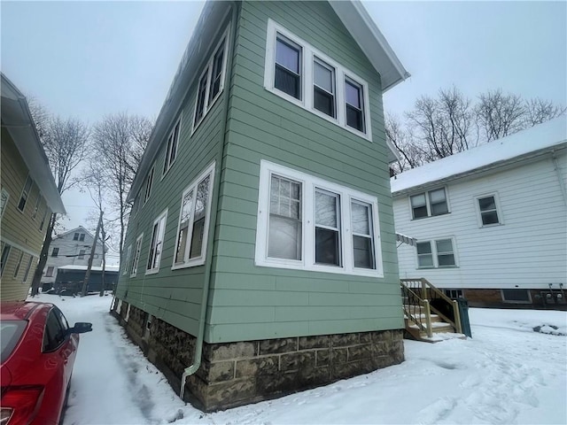 view of snow covered exterior