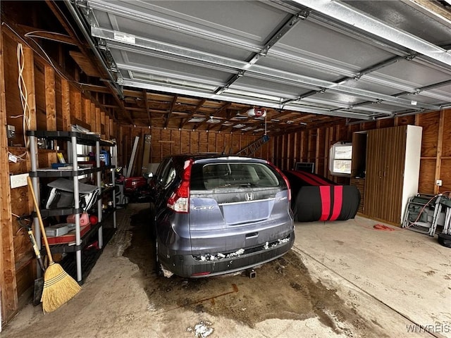 garage with a garage door opener