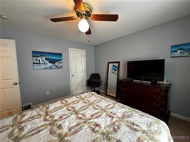 bedroom featuring ceiling fan