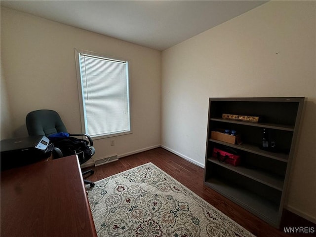 office space featuring dark hardwood / wood-style floors