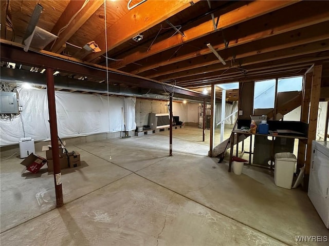 basement with electric panel