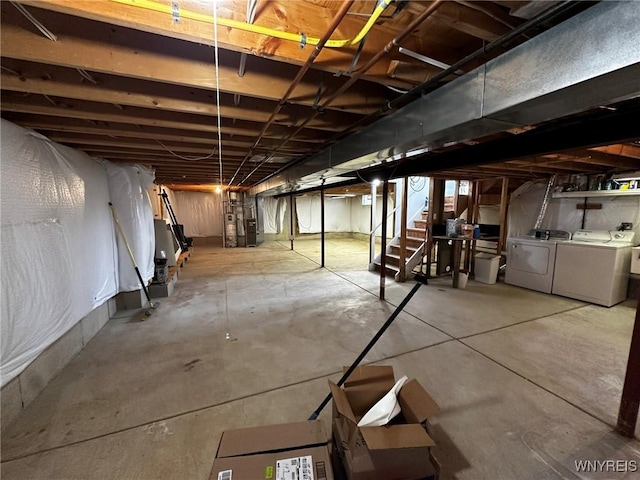 basement with independent washer and dryer