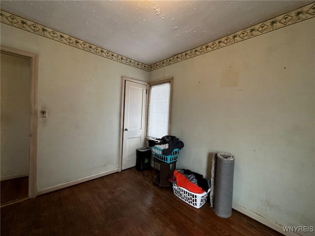 interior space with dark wood-type flooring