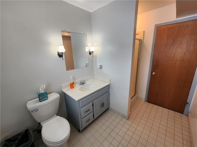 bathroom with tile patterned flooring, vanity, and toilet