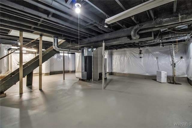 basement with heating unit