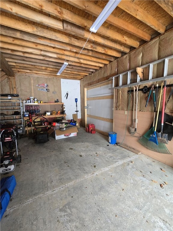 basement featuring a workshop area