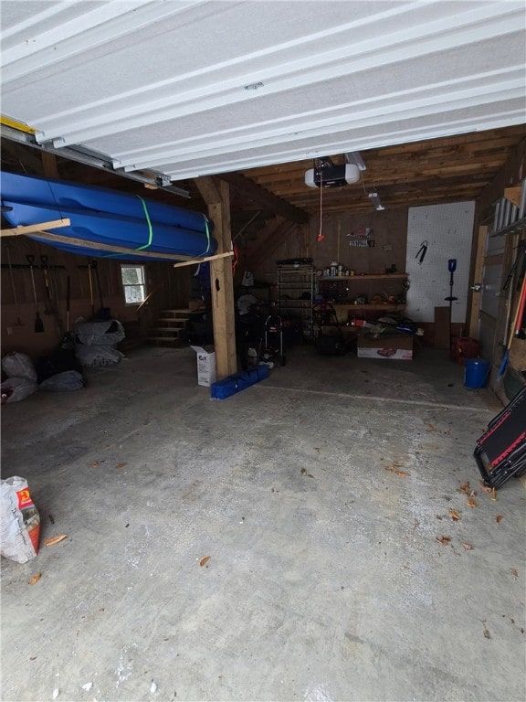 garage with a garage door opener