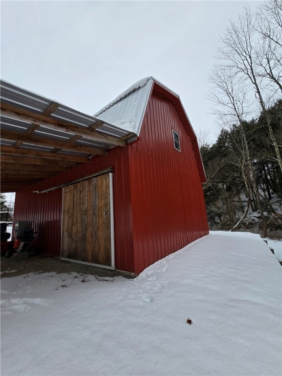 view of snow covered structure