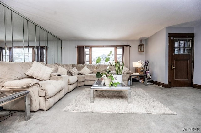 living room with light carpet