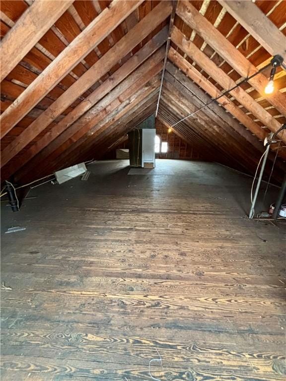 view of unfinished attic