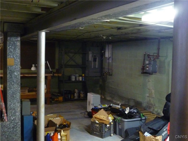 basement with electric panel