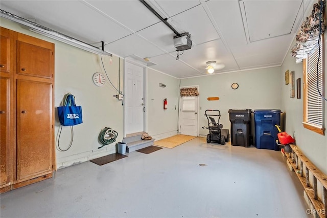 garage with a garage door opener