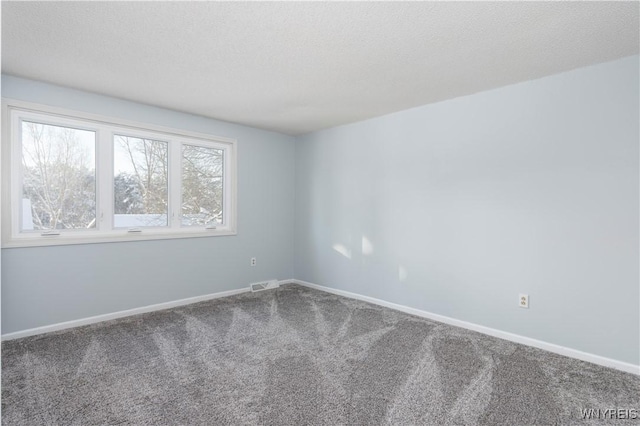 unfurnished room featuring carpet floors and a textured ceiling