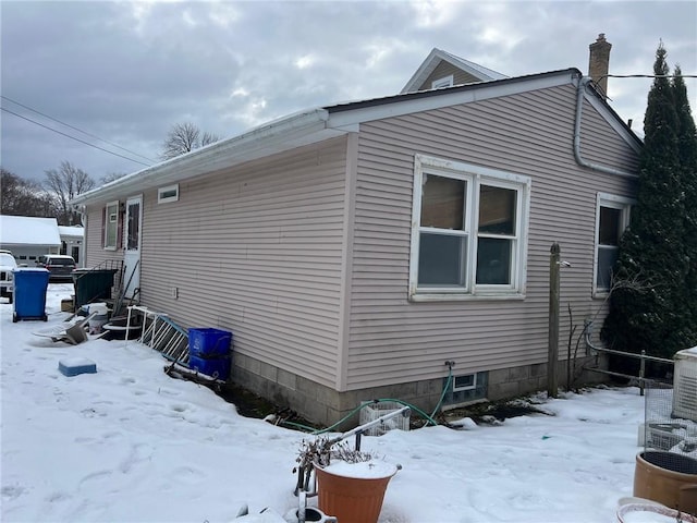 view of snow covered exterior