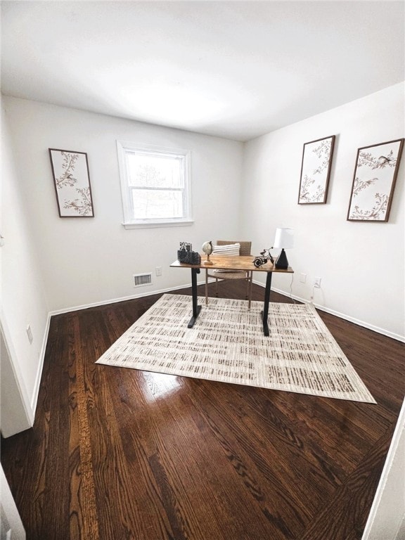 office area featuring dark hardwood / wood-style floors