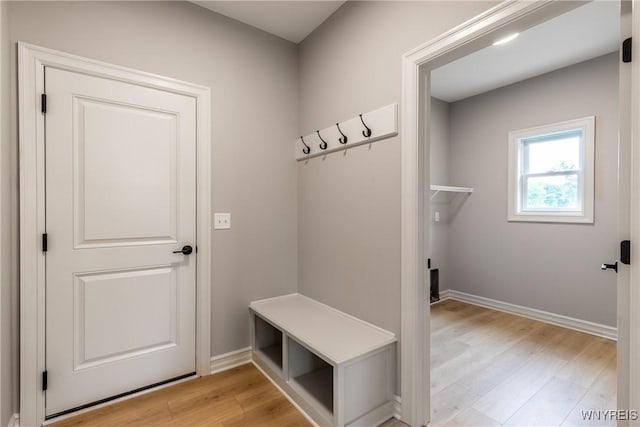 mudroom with light wood-type flooring