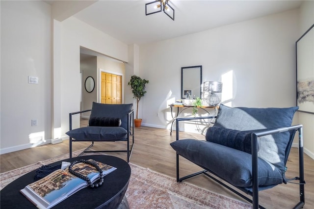 living area featuring hardwood / wood-style flooring