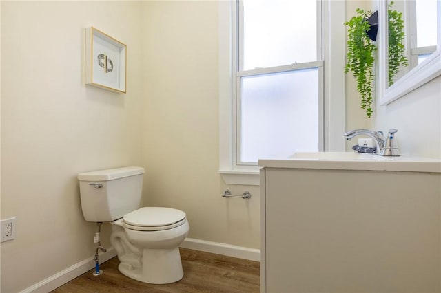 bathroom with wood-type flooring, sink, and toilet