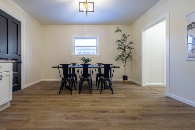 dining area featuring wood-type flooring