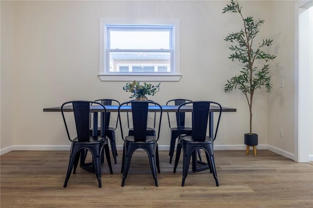 dining area with wood-type flooring