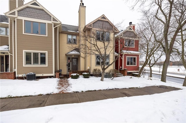 view of front of home featuring cooling unit