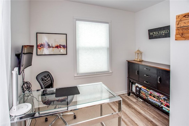 office featuring a wealth of natural light and light hardwood / wood-style floors