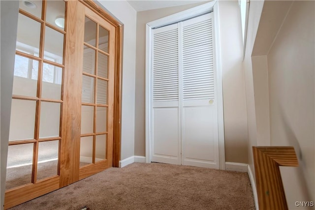 314 Stafford Ave, Marshall, NY 13480 - detailed view of carpet, baseboards, and french doors