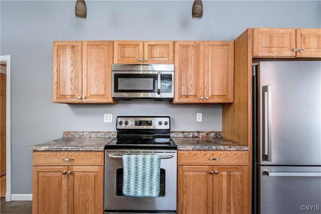 314 Stafford Ave, Marshall, NY 13480 - kitchen with appliances with stainless steel finishes and dark stone counters