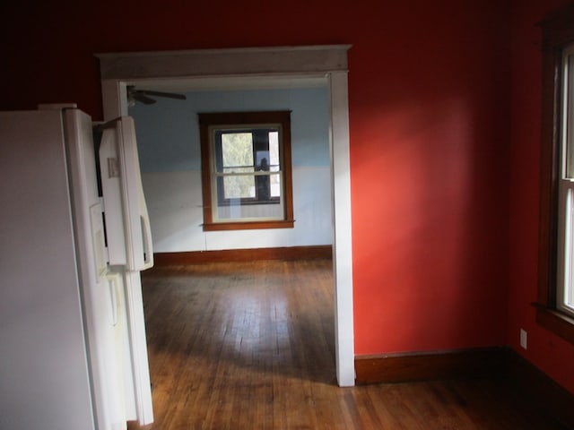 corridor with dark wood-type flooring