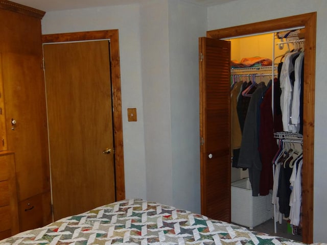 bedroom featuring a walk in closet and a closet