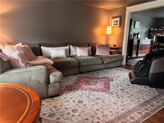 living room with hardwood / wood-style flooring