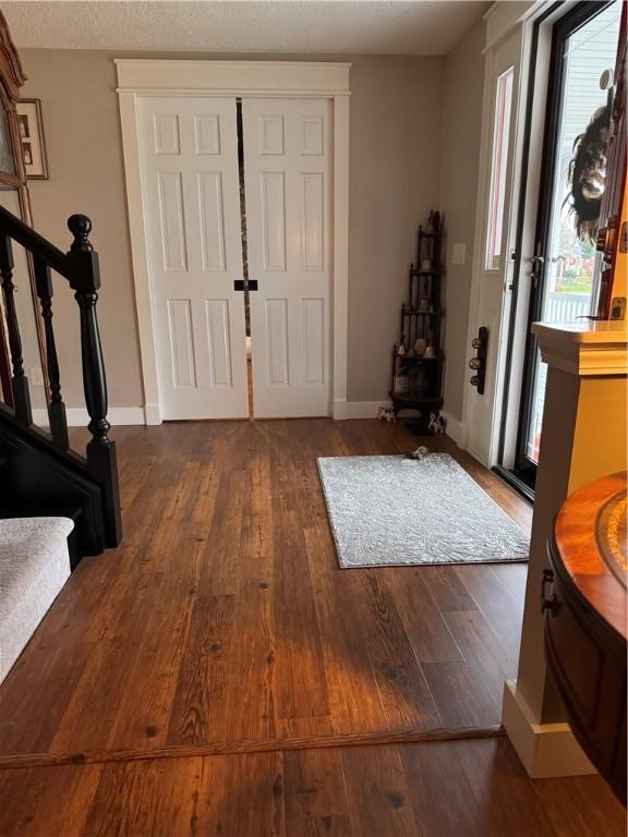 foyer with dark wood-type flooring