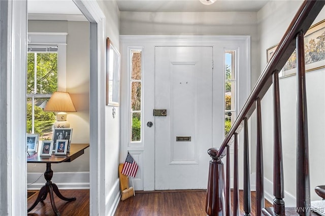 entrance foyer featuring dark hardwood / wood-style flooring