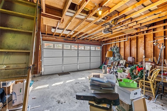 garage with a garage door opener