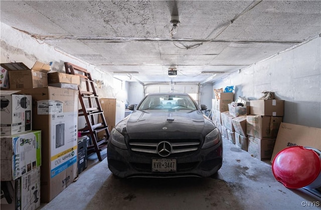 garage with a garage door opener