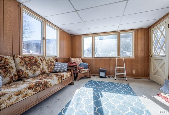 sunroom / solarium with a drop ceiling