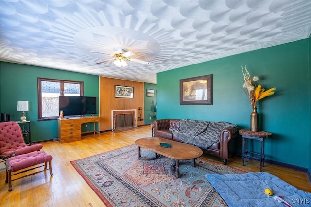 living room with light hardwood / wood-style flooring