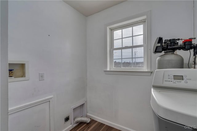 17200 Evans Rd, Hounsfield, NY 13634 - laundry room with laundry area, washer hookup, baseboards, and dark wood-type flooring