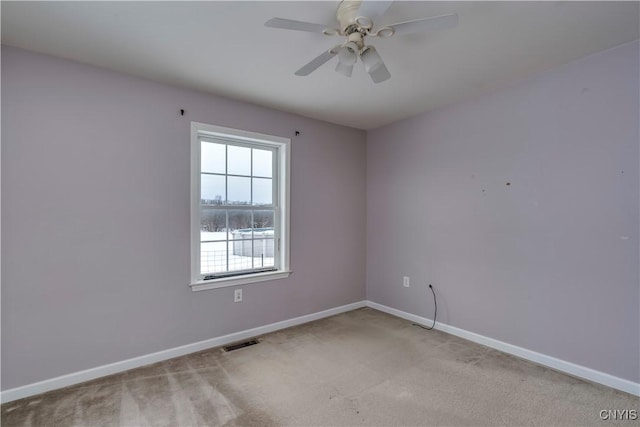 17200 Evans Rd, Hounsfield, NY 13634 - empty room with baseboards, a ceiling fan, visible vents, and light colored carpet