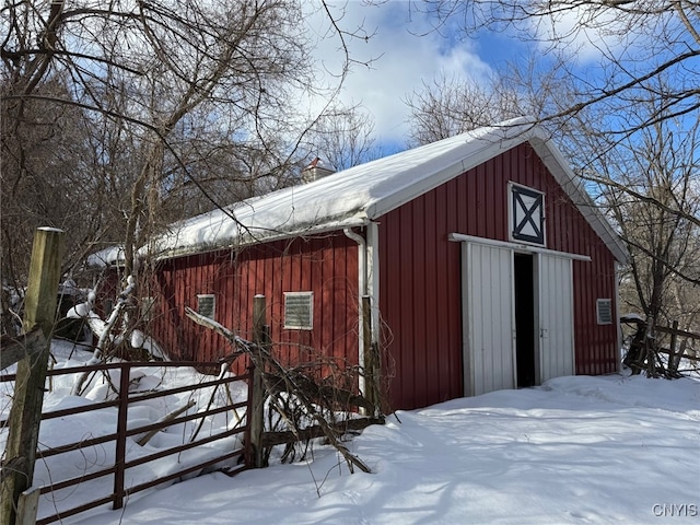 view of snow covered structure