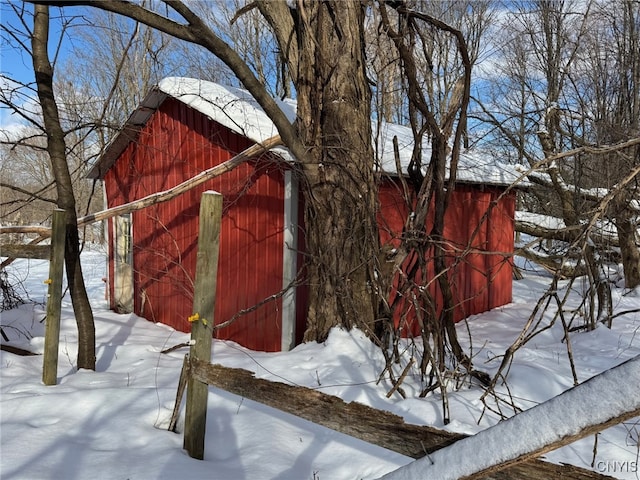 view of snow covered structure